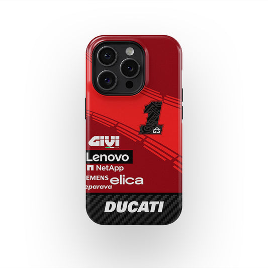 Coque Pour Téléphones Livrée MotoGP 2024 Ducati Team Francesco Bagnaia #FB1 par DIZZY