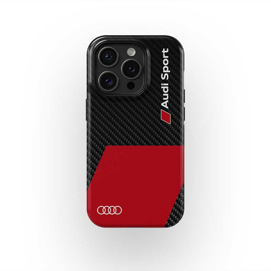 Audi Sport Logo Carbon Fiber Texture Phone Case – Style and Protection Combined